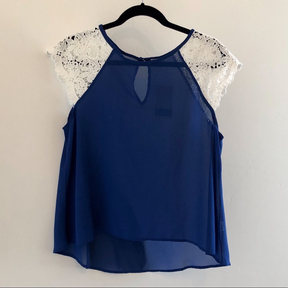 Sheer blouse with Lace Sleeves